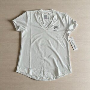 LUCKY IN LOVE White V Neck T Shirt Size Small NEW with tags